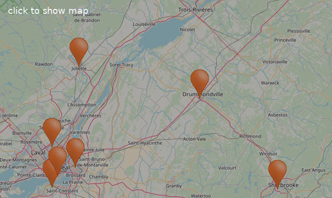Beddington's Bed&Bath stores in Ontario (Canada) on map